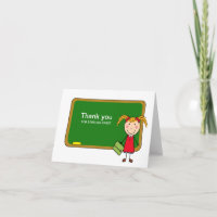 Chalkboard mit Girl Danke, Notecard