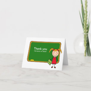 Chalkboard mit Girl Danke, Notecard Dankeskarte
