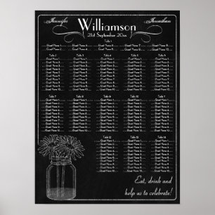 Chalkboard mit Mason Jar Wedding Chart Poster
