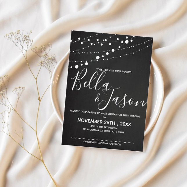 Chalkboard mit Saitenlicht Einladung zur Hochzeit (Chalkboard With String Lights Wedding Invitation)