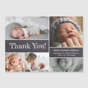 Chalkboard Modern Fotos Babydusche Danke Magnetkarte