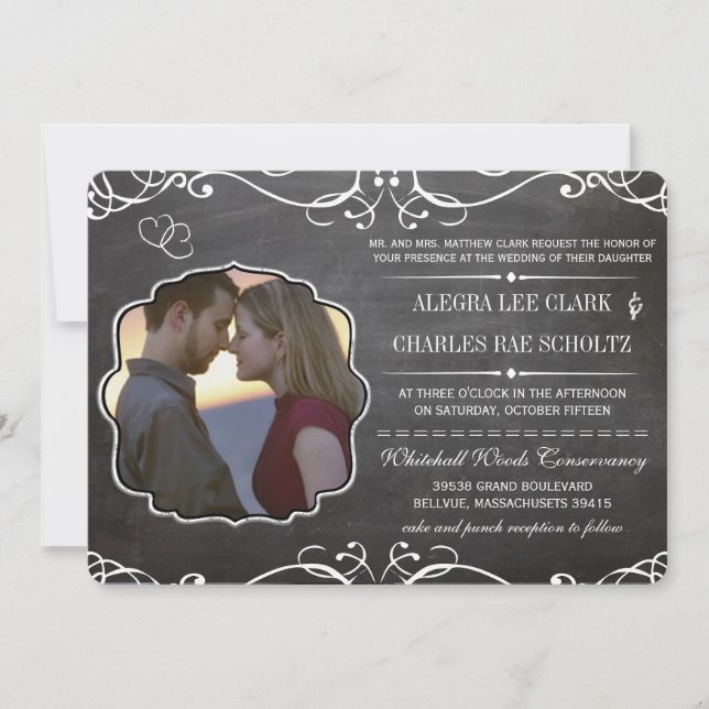 Chalkboard Moderne Vintage Typografie einladen Einladung (Vorderseite)