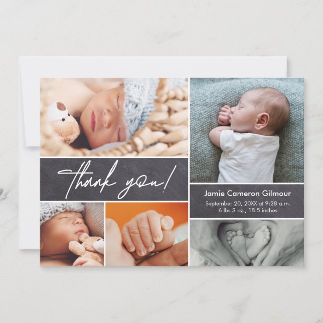 Chalkboard Modernes, kundenspezifisches Foto Hands Dankeskarte (Vorderseite)