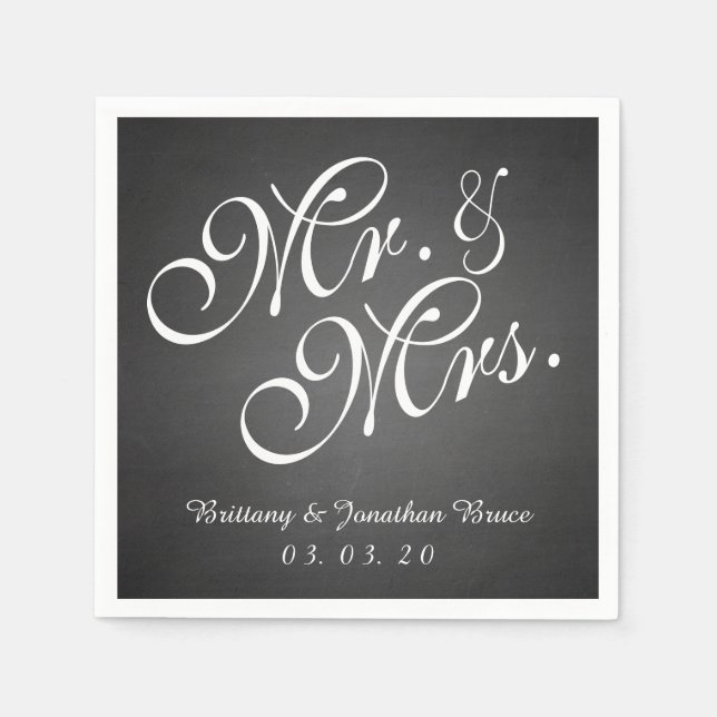 Chalkboard Mr. Rustic Wedding Paper Napkins Serviette (Vorderseite)