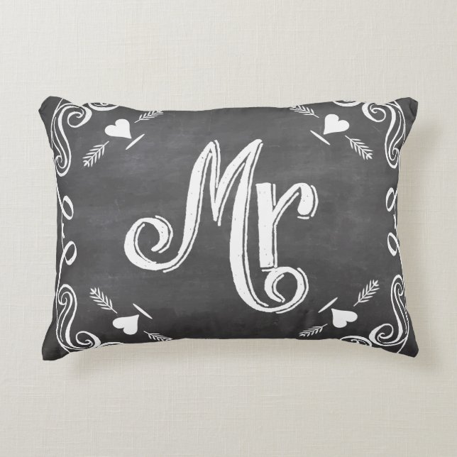 Chalkboard Mr. Sweetheart Wedding Zierkissen (Vorderseite)