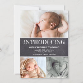 Chalkboard Multi Foto Collage Baby Birth Magneteinladung