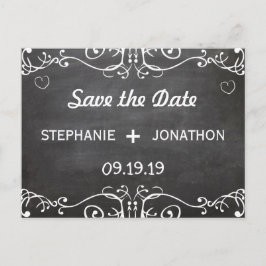 Chalkboard Mustache Lippen Save the Date Vintag Ankündigungspostkarte