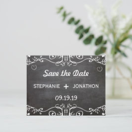 Chalkboard Mustache Lippen Save the Date Vintag Ankündigungspostkarte