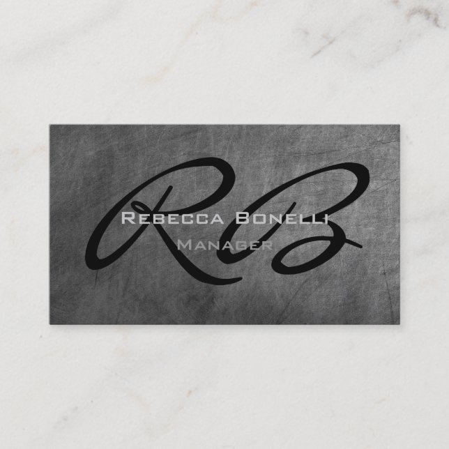 Chalkboard-Muster Black Monogram Business Card Visitenkarte (Vorderseite)