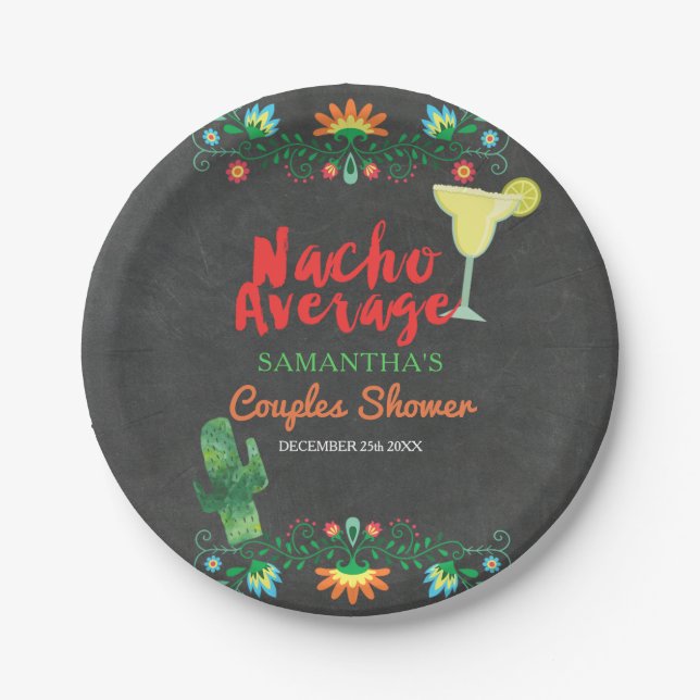 Chalkboard Nacho Average Dusche Blumen Pappteller (Vorderseite)