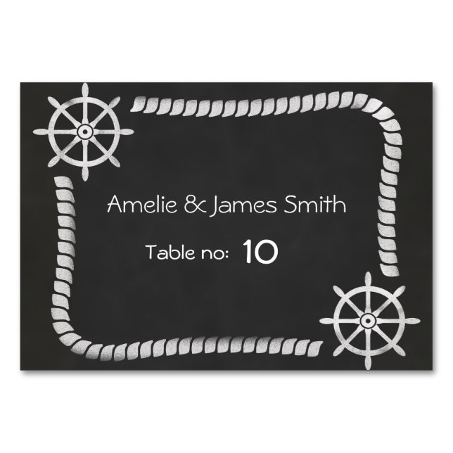 Chalkboard Nautical Wedding Seating Platzkarte Tischnummer (Vorderseite)