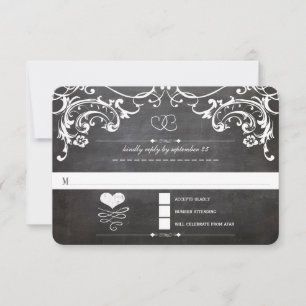 Chalkboard Niedlich Heftinitials Typografie UAWG RSVP Karte