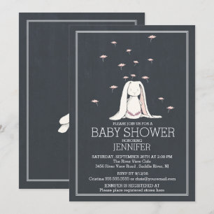 Chalkboard Niedlich Spring Pink Girl Bunny Baby Du Einladung