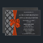 Chalkboard Orange Corporate Holiday Party Einladung<br><div class="desc">Chalkboard Damask Orangenbogen,  festliche,  Feierabendessen,  Weihnachtsfeier Einladung,  Corporate Holiday Party Einladungen</div>
