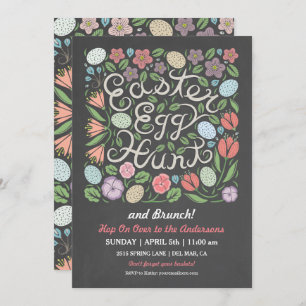 Chalkboard Ostereierjagd und Brunch Einladung