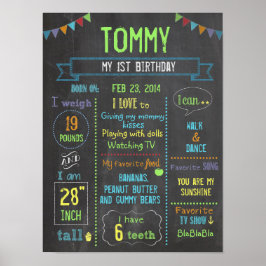Chalkboard-Party personalisiertes Kindergeburtenpo Poster