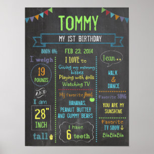 Chalkboard-Party personalisiertes Kindergeburtenpo Poster