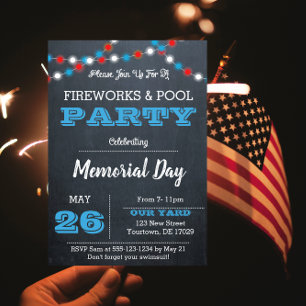 Chalkboard Patriotic Lights Party Einladung