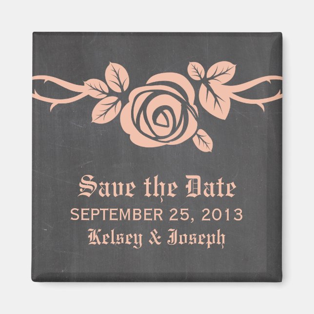 Chalkboard Peach-Rose Speichern des Datumsfelds Magnet (Vorne)
