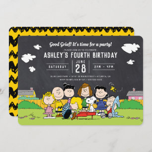 Chalkboard Peanuts Charlie Brown und Gang Birthday Einladung