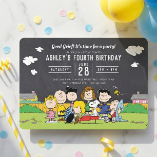 Chalkboard Peanuts Charlie Brown und Gang Birthday Einladung