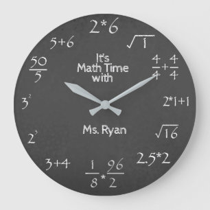 Chalkboard Personalized Math Time Große Wanduhr