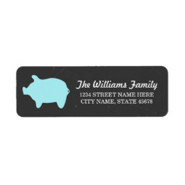 Chalkboard Piggie Address Labels / Blau