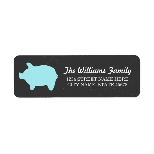 Chalkboard Piggie Address Labels / Blau (Vorne)