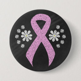 Chalkboard Pink Awareness Ribbon Button