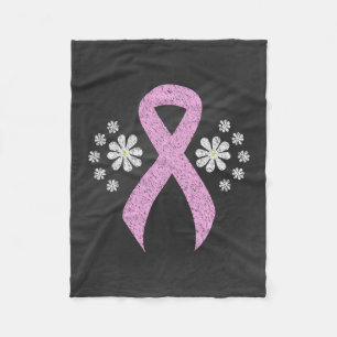 Chalkboard Pink Awareness Ribbon Fleecedecke