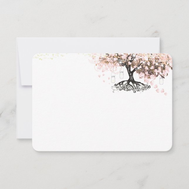 Chalkboard Pink Heart Leaf Tree Vielen Dank Dankeskarte (Vorderseite)