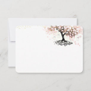 Chalkboard Pink Heart Leaf Tree Wedding Vielen Dan Dankeskarte