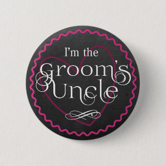 Chalkboard Pink Heart Wedding | Der Onkel des Groo Button