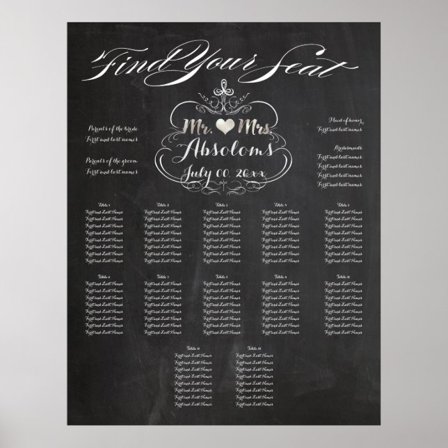 Chalkboard PixDezines - Sitzplan finden Poster (Vorne)