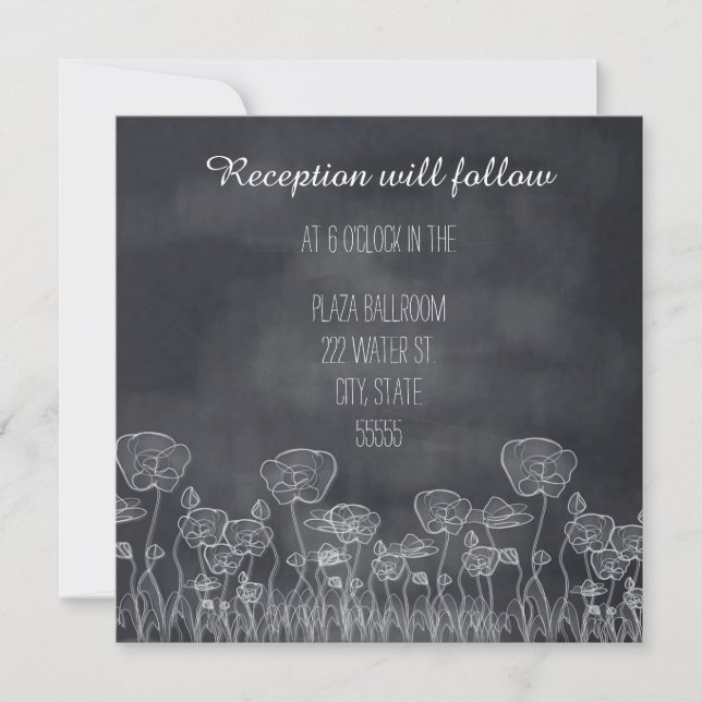 Chalkboard Poppy Empfang Einladung (Vorderseite)