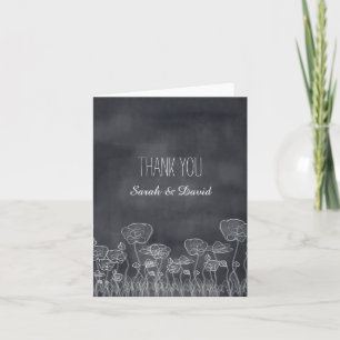Chalkboard Poppy Wedding Vielen Dank Dankeskarte