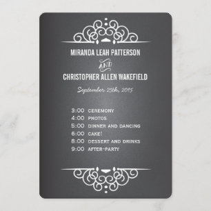 Chalkboard-Programm für elegante Lieben   Menükart Programm