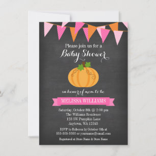 Chalkboard Pumpkin Bunting Girl Fall Baby Dusche Einladung