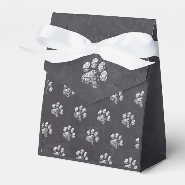 Chalkboard - Puppy Pawty - Hund Birthday Paw Print Geschenkschachtel (Vorderseite)