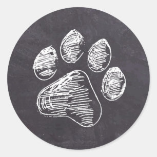Chalkboard - Puppy Pawty - Hund Birthday Paw Print Runder Aufkleber