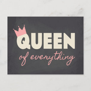 Chalkboard Queen of Everything Text Design Postkarte