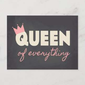 Chalkboard Queen of Everything Text Design Postkarte