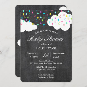 Chalkboard Rainbow Baby Shower Einladung