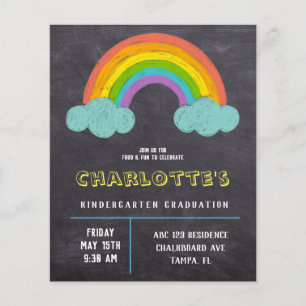 Chalkboard Rainbow Kids Budget Abschluss einladen