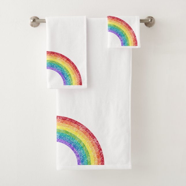 CHALKBOARD RAINBOW WHITE BADEZIMMER TOWEL SET (Insitu)