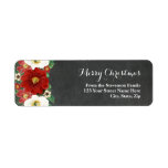 Chalkboard Red Floral Christmas Address Label<br><div class="desc">Weihnachtsadressen-Etiketten in rustikalem Landkreidemuster mit Vintagen rot-weißen Blume. Die perfekte Ergänzung zu Ihren Weihnachtskarten-Umschlägen.</div>