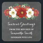 Chalkboard Red Floral Christmas Baking Sticker<br><div class="desc">Individuelle Name Urlaub aus der Küche der Etiketten in rustikalem Landkalkpappmuster mit rot-weiß Vintagen Blume. Ideal für die Kennzeichnung von Backwaren,  Konserven in Dosen und vielen anderen Geschenken aus der Küche,  die perfekte Leckerei für den Bäcker in Ihrem Leben.</div>