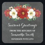 Chalkboard Red Floral Christmas Baking Sticker<br><div class="desc">Individuelle Name Urlaub aus der Küche der Etiketten in rustikalem Landkalkpappmuster mit rot-weiß Vintagen Blume. Ideal für die Kennzeichnung von Backwaren,  Konserven in Dosen und vielen anderen Geschenken aus der Küche,  die perfekte Leckerei für den Bäcker in Ihrem Leben.</div>