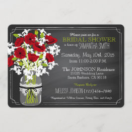 Chalkboard Red Poppies Jar Brautparty Einladung