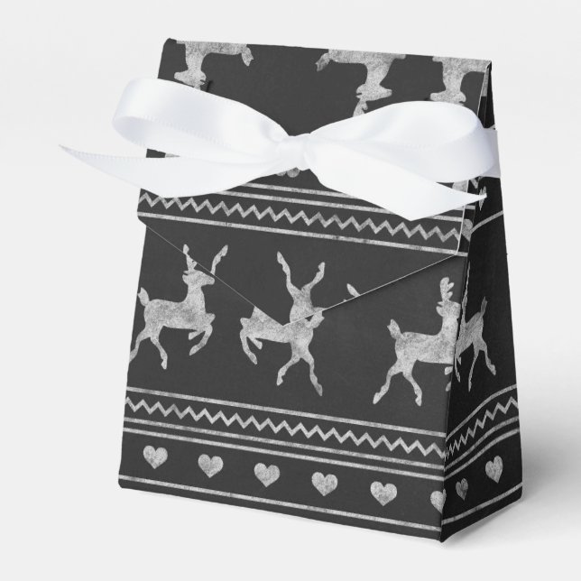 Chalkboard Reindeer Christmas Favor Box Geschenkschachtel (Vorderseite)